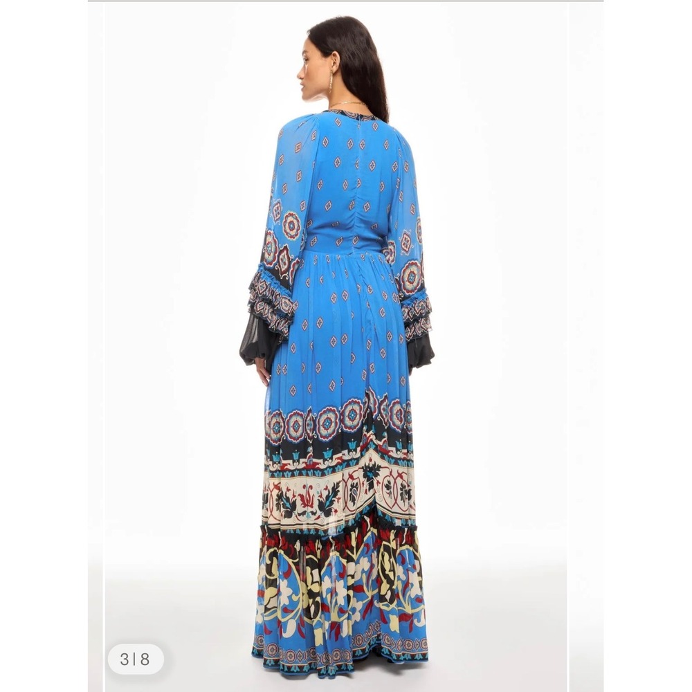 Farm Rio Anika Tiles Blue Maxi Dress - Picture 4 of 16